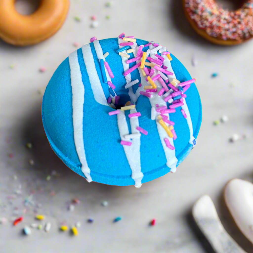 Bombe de bain Donut en bruine de beurre de cacao (Bleu)